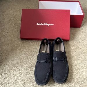 Navy suede Ferragamo shoes